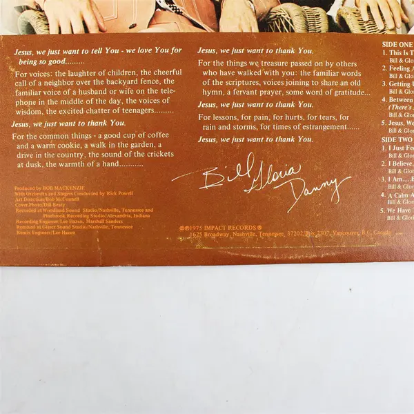 The Bill Gaither Trio Jesus We Just Want to Thank You  12" Vinyl Record