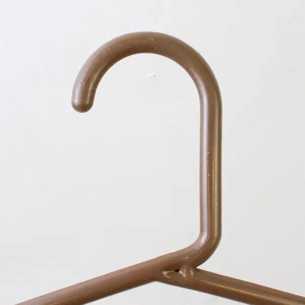 Mixed Lot of 10 Plastic Clothes Hangers with Strap Hooks Beige Brown Black Gray