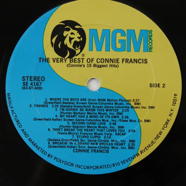 Connie Francis - "The Very Best of Connie Francis" - 12" Vinyl Record