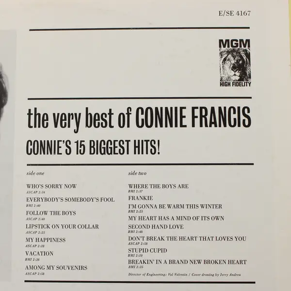 Connie Francis - "The Very Best of Connie Francis" - 12" Vinyl Record