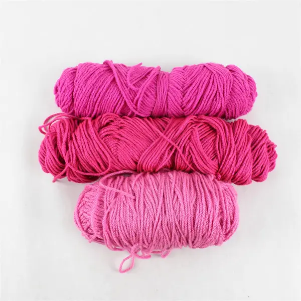 Lot of 3 Long Skeins of Cerise Pink  Acrylic Yarn