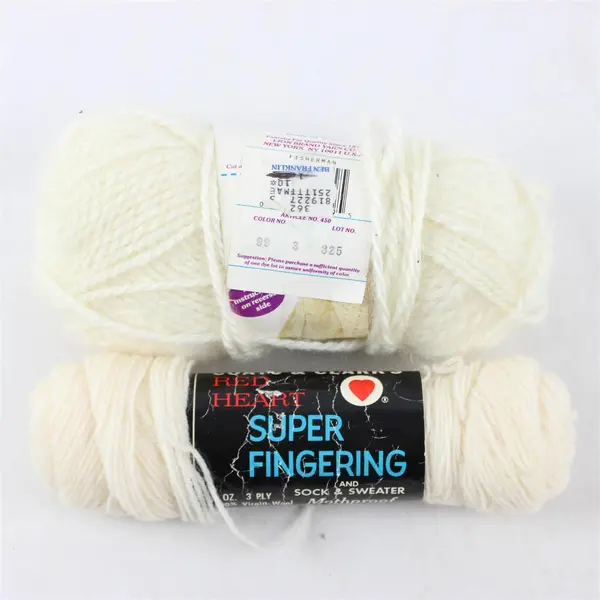 Lot of 2 Skeins of White Virgin Wool and Acrylic Yarn, unused 