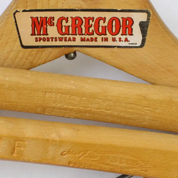 Lot of 5 Vintage Wooden Suit Hangers Closet Storage
