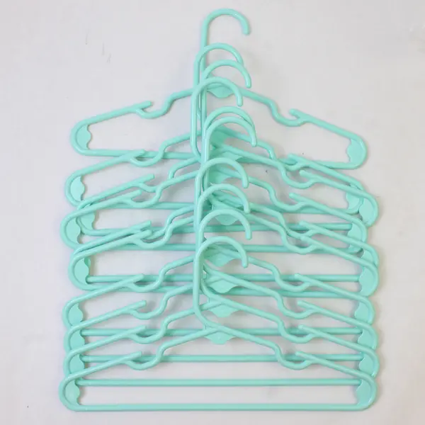 Lot of 10 Seafoam Green Plastic Kids Clothes Hangers