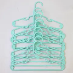 Lot of 10 Seafoam Green Plastic Kids Clothes Hangers