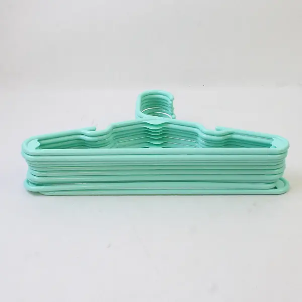 Lot of 10 Seafoam Green Plastic Kids Clothes Hangers