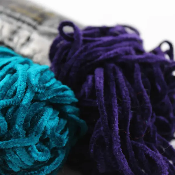 Lot of 2 Skeins of Lion Brand Chenille Sensations Yarn, Teal & Purple 