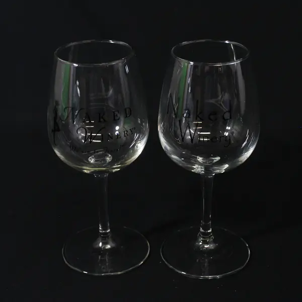 Lot Of 2 Naked Winery McMinnville OR Clear Glass Stemmed Wine Glasses 7.75" Tall