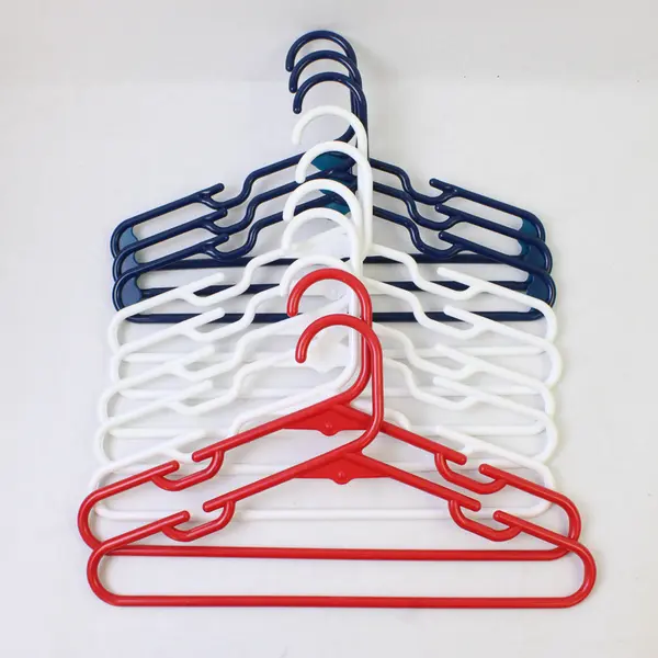Mixed Lot of 10 Red White and Blue Plastic Kids Clothes Hangers