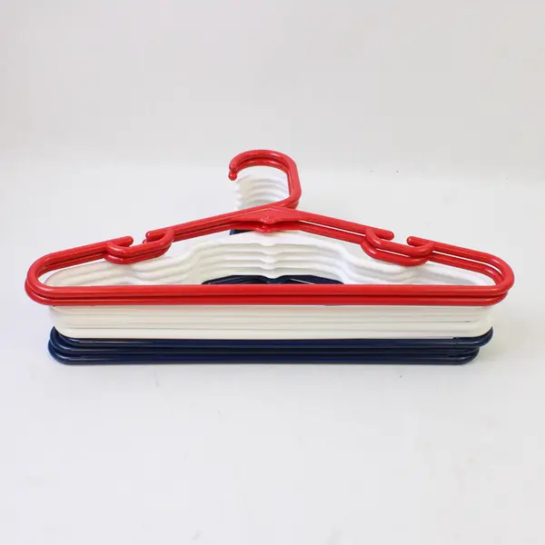 Mixed Lot of 10 Red White and Blue Plastic Kids Clothes Hangers