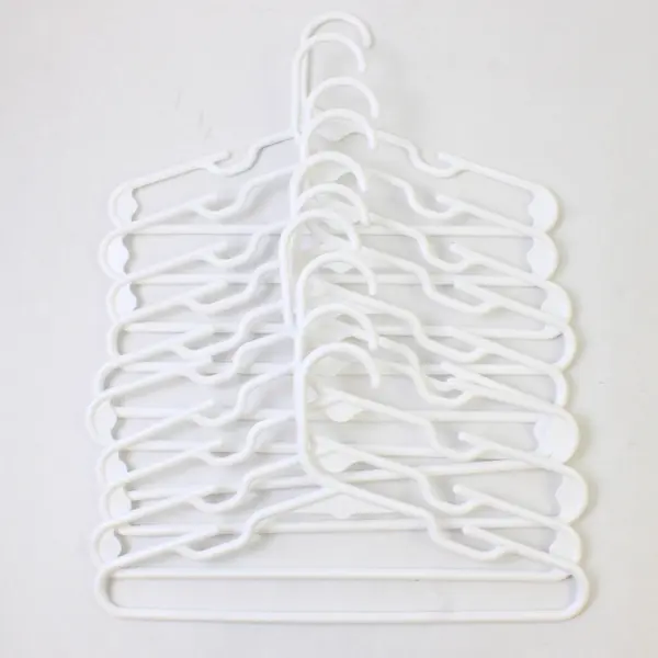 Mixed Lot of 10 White Plastic Kids Clothes Hangers Closet Storage