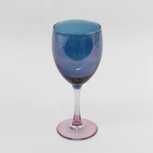 Unbranded Clear Purple Iridescent Glass Stemmed Wine Glass 7.5" Tall