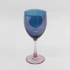 Unbranded Clear Purple Iridescent Glass Stemmed Wine Glass 7.5" Tall