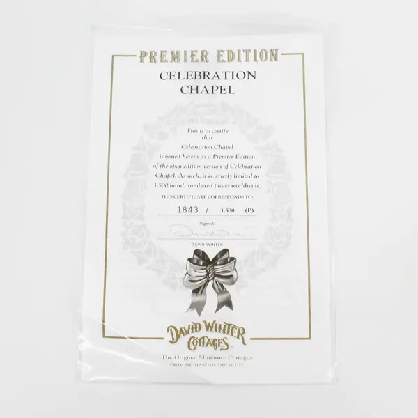 1994 Limited Edition  David Winter Cottage CELEBRATION CHAPEL Original Box  COA