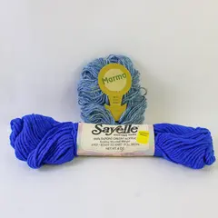 Lot of 2 Skeins of Knitting Yarn, Royal Blue and Paler Blue Hue, New 