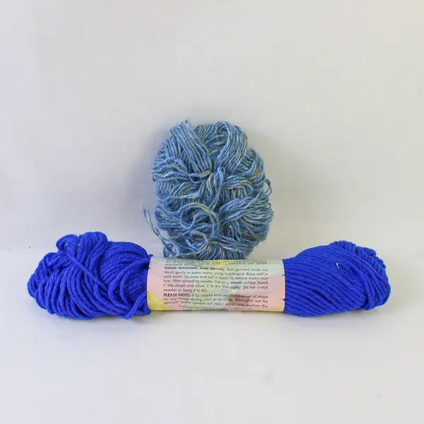 Lot of 2 Skeins of Knitting Yarn, Royal Blue and Paler Blue Hue, New 