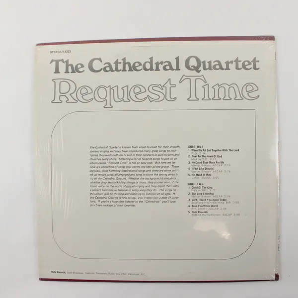 The Cathedral Quartet Request Time Record 12" Vinyl Record