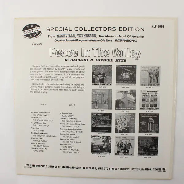 Peace in the Valley 16 Sacred & Gospel Hits 12" Vinyl Record