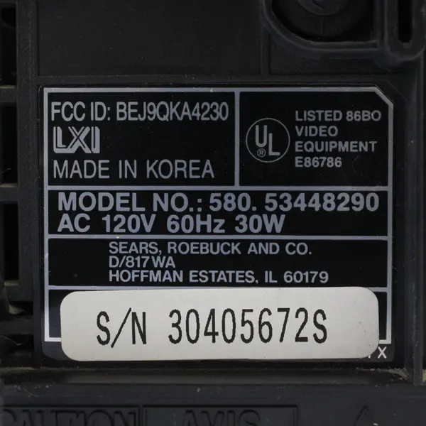 LXI 4-Head VCR Model 580.53448290 Black Vintage VCR Untested AS-IS