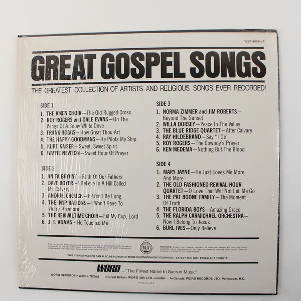 Great Gospel Songs 2 Albums 12" Vinyl Record