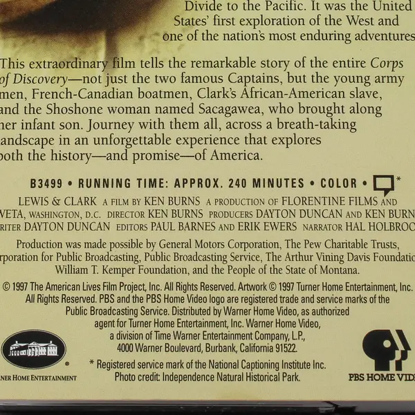 Lewis & Clark 2-Tapes VHS Set by PBS Home Video - 1997 Ken Burns Documentary