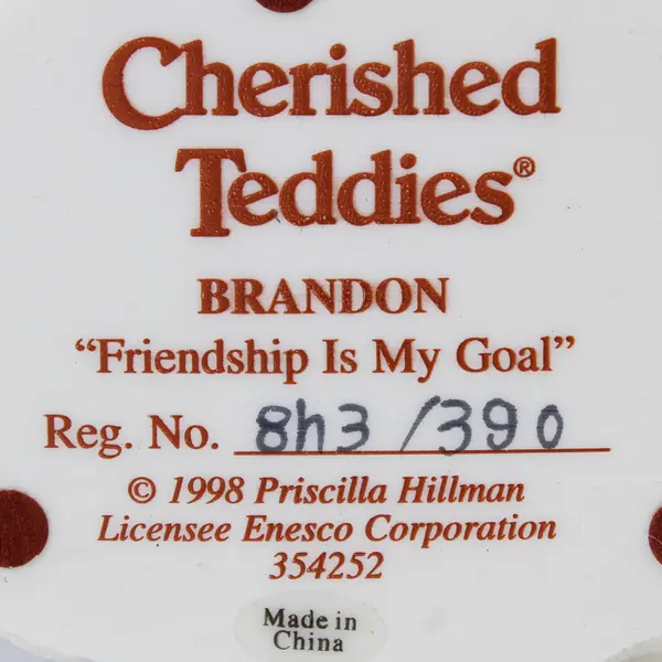 Cherished Teddies By Enesco "Friendship Is My Goal" 1998 Brandon 354252