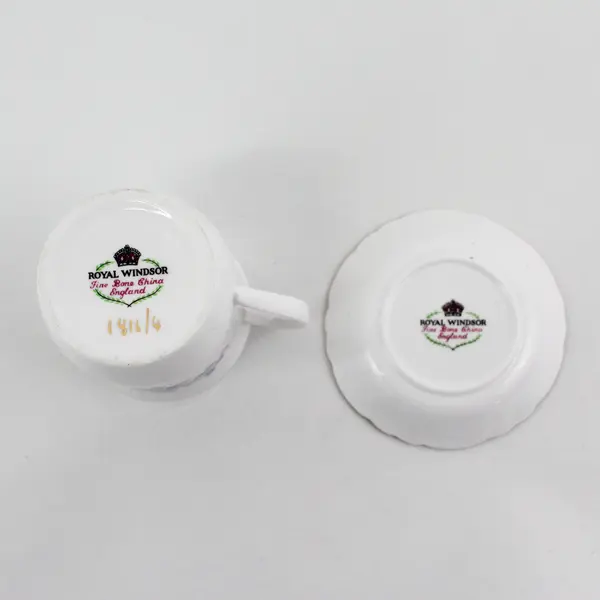 Royal Windsor Fine Bone China Cup and Saucer Set Blue Floral Design