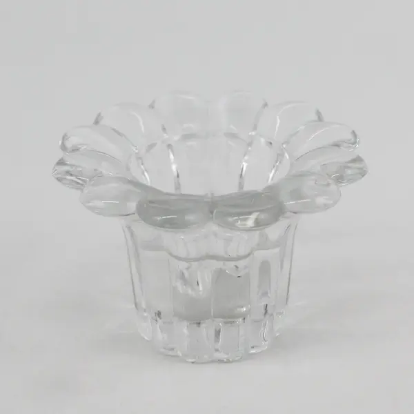 Set of 2 Vintage Borgonovo Clear Glass Flower Petal Votive Candle Holders