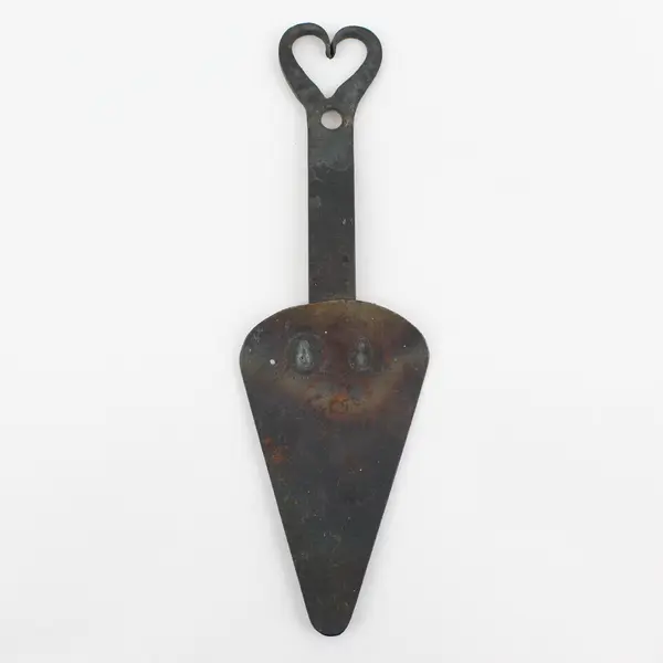 Vintage Wrought Iron Spatula with Heart Shaped Handle 9.5" FLAWED
