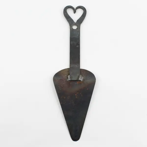 Vintage Wrought Iron Spatula with Heart Shaped Handle 9.5" FLAWED