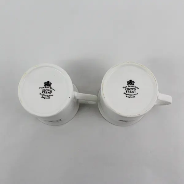 Lot of 2 Crown Trent Bone China Flower of The Month December Holly Coffee Mugs