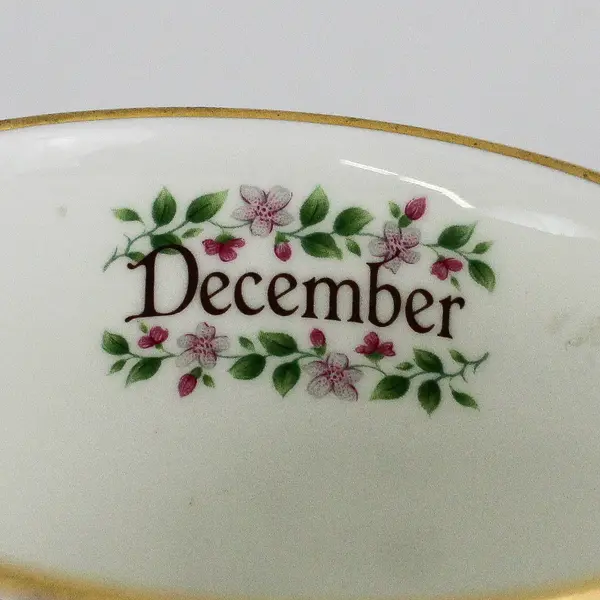 Lot of 2 Crown Trent Bone China Flower of The Month December Holly Coffee Mugs