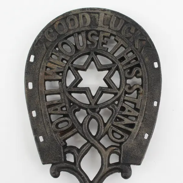 Vintage Wilton Good Luck Horseshoe Cast Iron Trivet 7-3/4"
