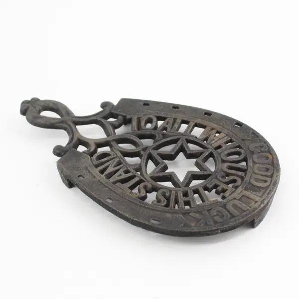 Vintage Wilton Good Luck Horseshoe Cast Iron Trivet 7-3/4"