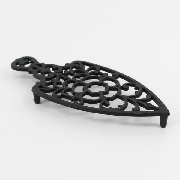 Vintage 1952 J.Z.H Floral Design Cast Iron Trivet 8"