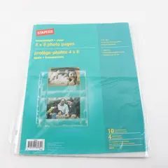 Staples Heavyweight Clear 4x6 Photo Pages Sleeves 10-Pack New