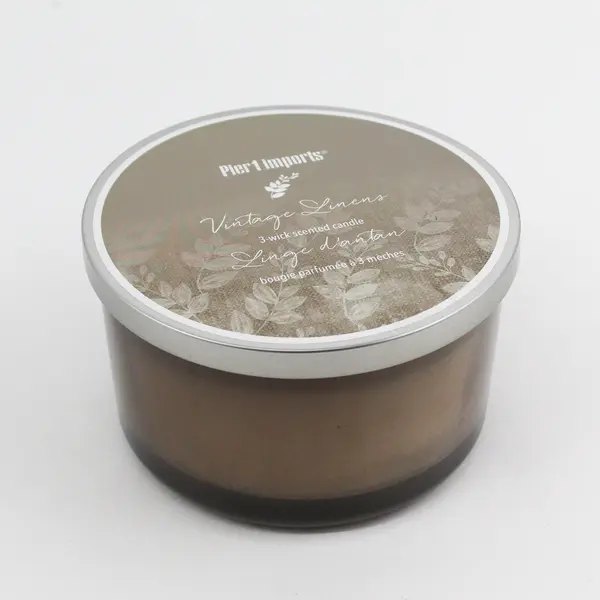 Pier 1 Imports Vintage Linens 3-Wick Scented Candle Glass Jar 14oz  New, No Box