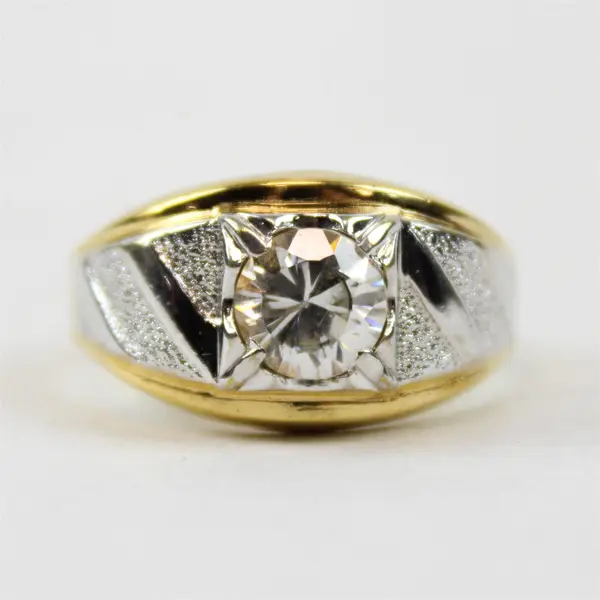 LIND Vintage 14KT HGE Gold Plated Mixed Metal Simulated Diamond Ring Size 12.5