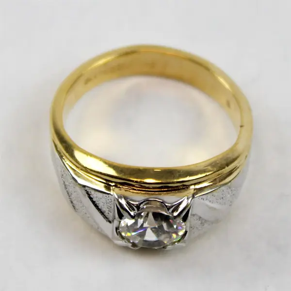 LIND Vintage 14KT HGE Gold Plated Mixed Metal Simulated Diamond Ring Size 12.5