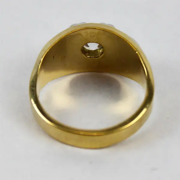 LIND Vintage 14KT HGE Gold Plated Mixed Metal Simulated Diamond Ring Size 12.5