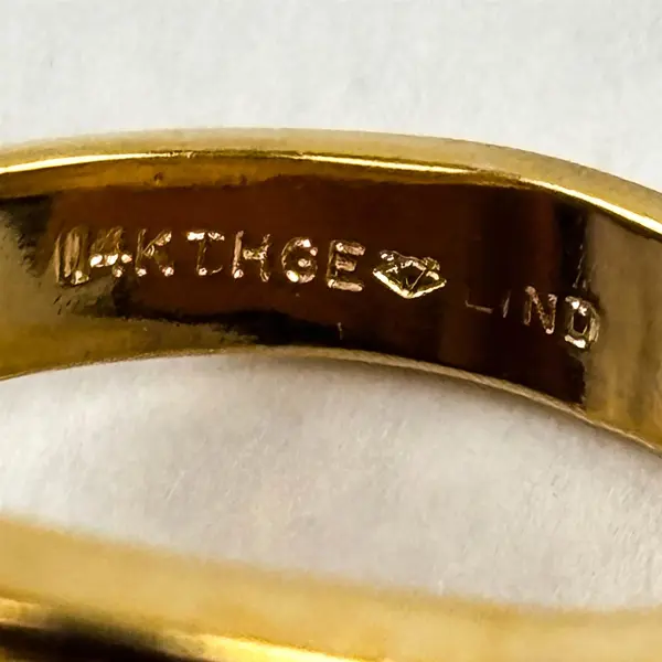 LIND Vintage 14KT HGE Gold Plated Mixed Metal Simulated Diamond Ring Size 12.5