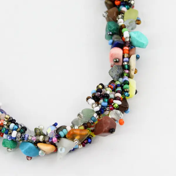 Handmade Multicolor Glass Seed Bead Twist Bracelet
