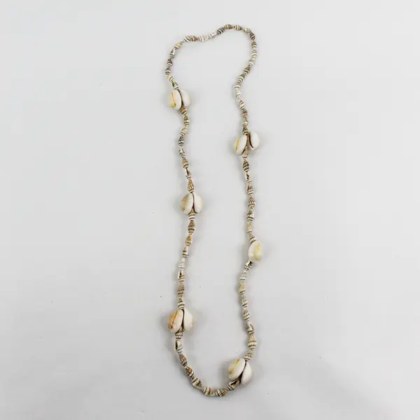 Lot of 3 Mini Conch and Cowry Beige and White Seashell Beaded Necklaces