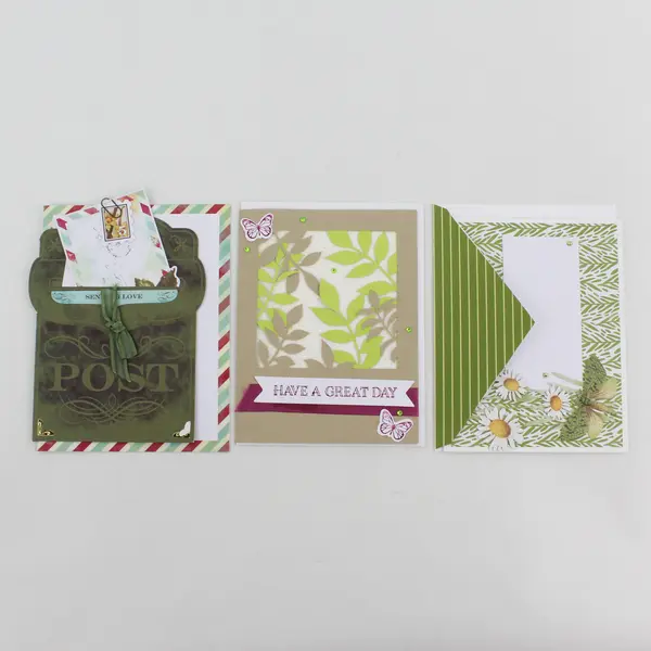 Lot of 10 Charming Unique Handmade Die-Cut Notecards with Envelopes