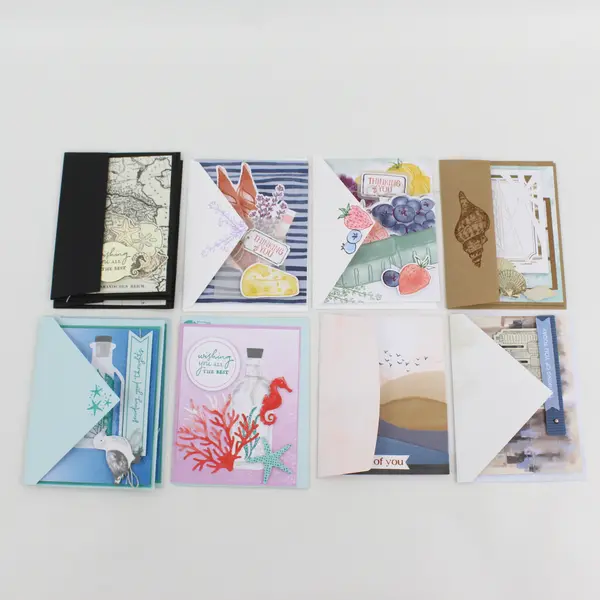 Lot of 10 Whimsical Unique Handmade Die-Cut Notecards with Envelopes