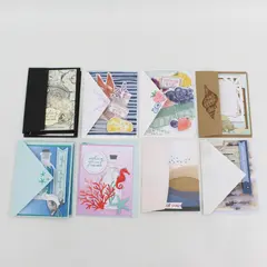 Lot of 10 Whimsical Unique Handmade Die-Cut Notecards with Envelopes