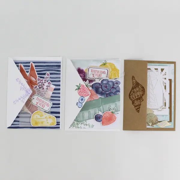 Lot of 10 Whimsical Unique Handmade Die-Cut Notecards with Envelopes