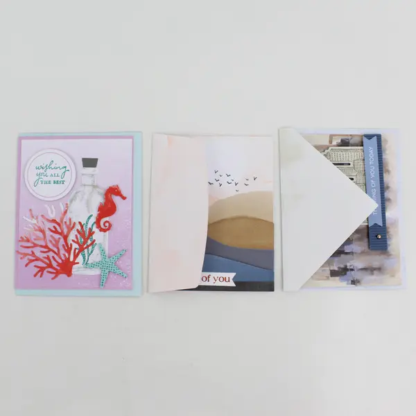 Lot of 10 Whimsical Unique Handmade Die-Cut Notecards with Envelopes