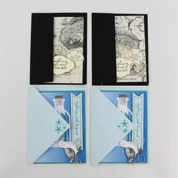 Lot of 10 Whimsical Unique Handmade Die-Cut Notecards with Envelopes