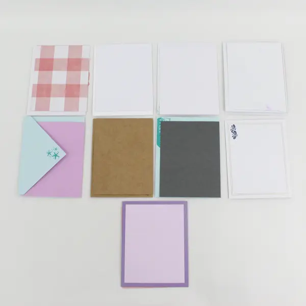 Lot of 10 Charming Whimsical Handmade Die-Cut Notecards with Envelopes